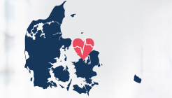 Kort over Denmark med EKG-symbol over et hjerte